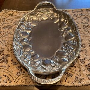 Vintage Arthur Court Double Handled Oval tray from the Apple Collection, 1989.